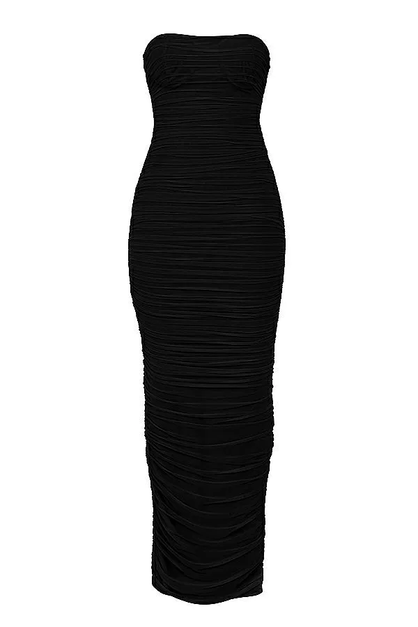 House Of CB Sofia Black Mesh Strapless Maxi Dress Women Dresses House Of CB Sofia Black Mesh Strapless Maxi Dress Women Dresses