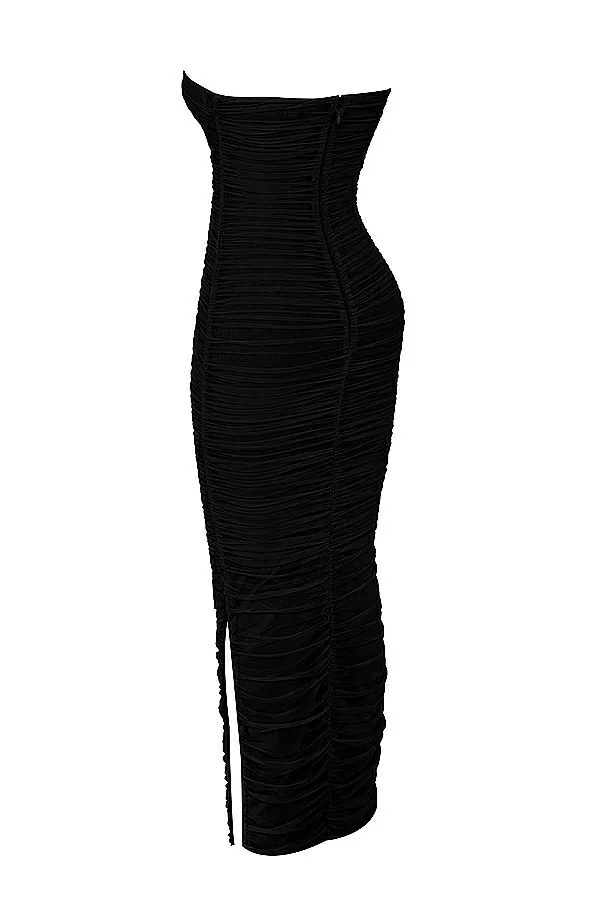 House Of CB Sofia Black Mesh Strapless Maxi Dress Women Dresses House Of CB Sofia Black Mesh Strapless Maxi Dress Women Dresses