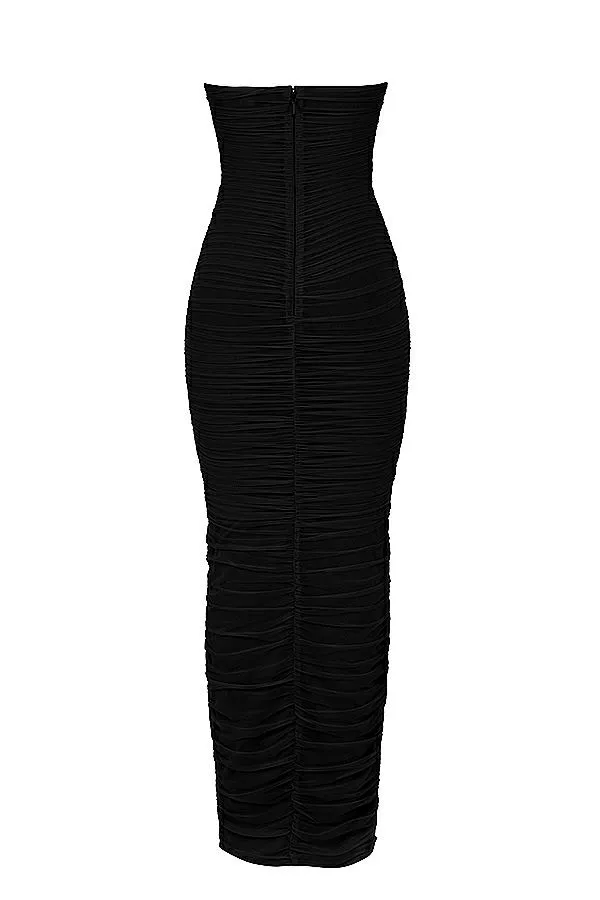 House Of CB Sofia Black Mesh Strapless Maxi Dress Women Dresses House Of CB Sofia Black Mesh Strapless Maxi Dress Women Dresses