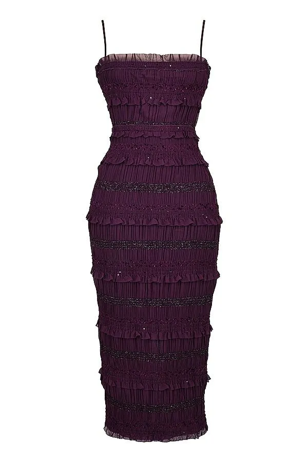 House Of CB Solana Grape Sequin Pleat Corset Dress Women Dresses House Of CB Solana Grape Sequin Pleat Corset Dress Women Dresses