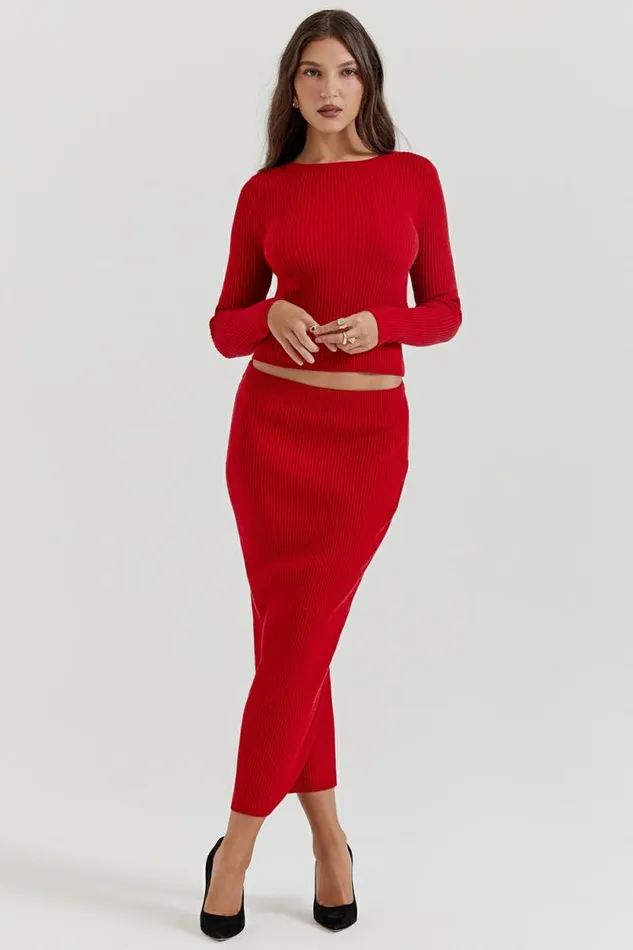 House Of CB Sula Scarlet Cashmere Blend Bow Sweater Women Tops House Of CB Sula Scarlet Cashmere Blend Bow Sweater Women Tops