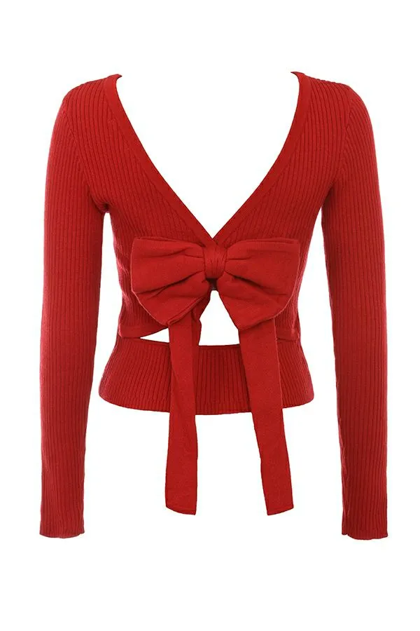 House Of CB Sula Scarlet Cashmere Blend Bow Sweater Women Tops House Of CB Sula Scarlet Cashmere Blend Bow Sweater Women Tops
