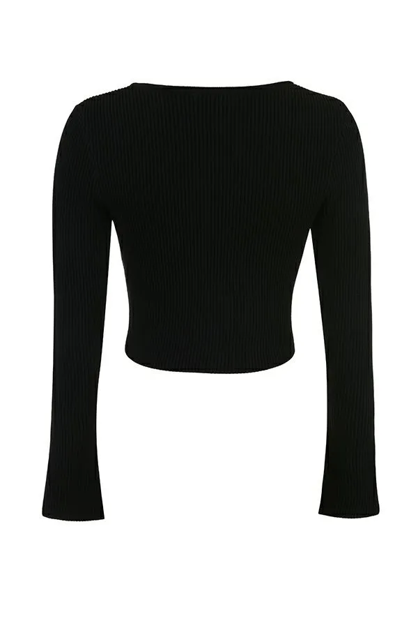 House Of CB Sylvia Black Ribbed Knit Cardigan Women Tops House Of CB Sylvia Black Ribbed Knit Cardigan Women Tops