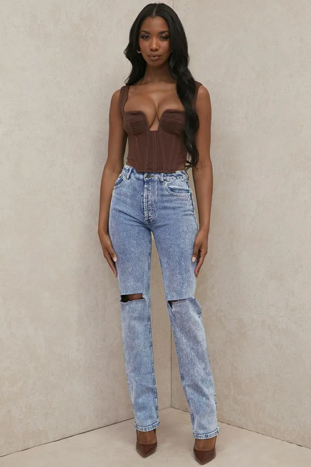 House Of CB Tate Blue Vintage Fit Antique Wash Jeans Women Bottoms