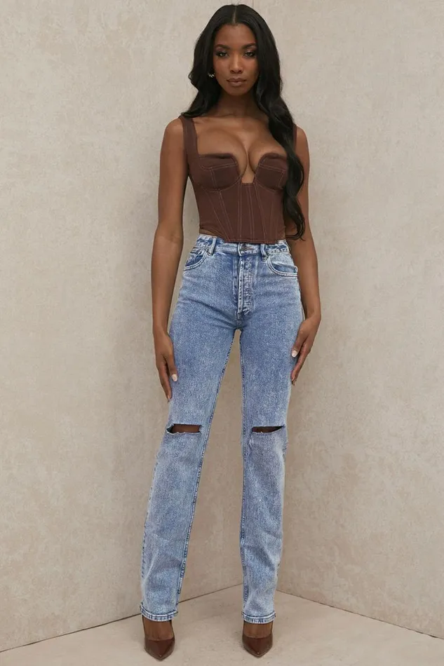 House Of CB Tate Blue Vintage Fit Antique Wash Jeans Women Bottoms House Of CB Tate Blue Vintage Fit Antique Wash Jeans Women Bottoms