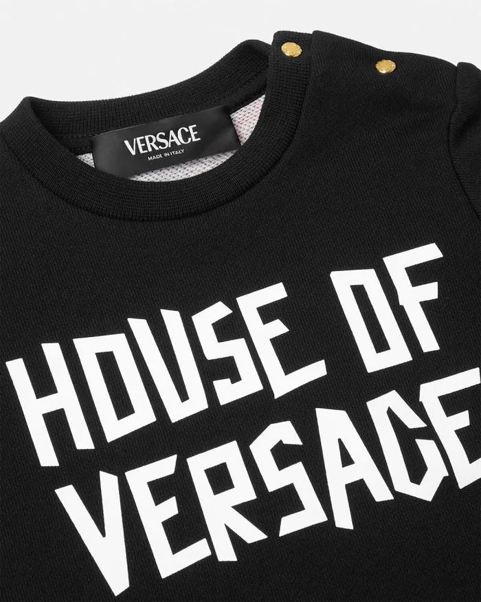 House Of Versace Baby Sweatshirt Dress Black Children Versace Clothing