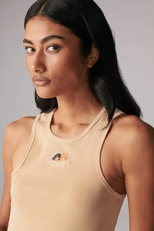 Icon Angels Vintage Wash Vest Beige Beige Women Fiorucci Icon Angels Vintage Wash Vest Beige Beige Women Fiorucci