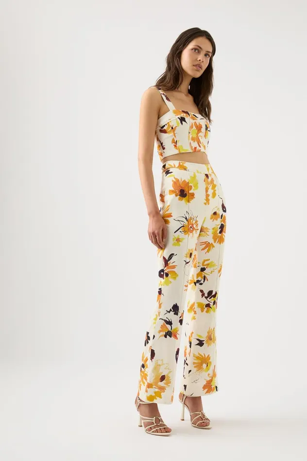 Impressionist Flared Pant Pressed Sunflowers Women Aje Matching Sets