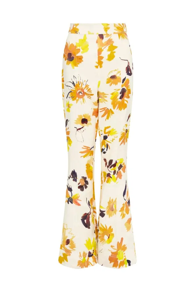 Impressionist Flared Pant Pressed Sunflowers Women Aje Matching Sets Impressionist Flared Pant Pressed Sunflowers Women Aje Matching Sets