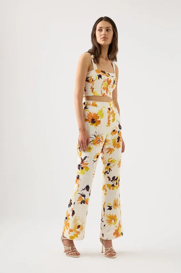 Impressionist Flared Pant Pressed Sunflowers Women Aje Matching Sets Impressionist Flared Pant Pressed Sunflowers Women Aje Matching Sets