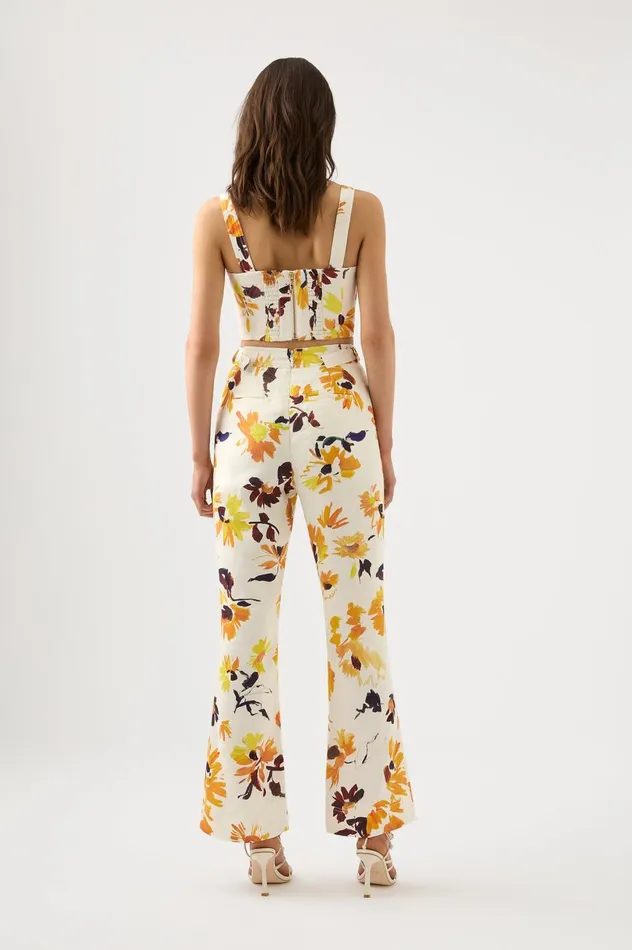 Impressionist Flared Pant Pressed Sunflowers Women Aje Matching Sets Impressionist Flared Pant Pressed Sunflowers Women Aje Matching Sets