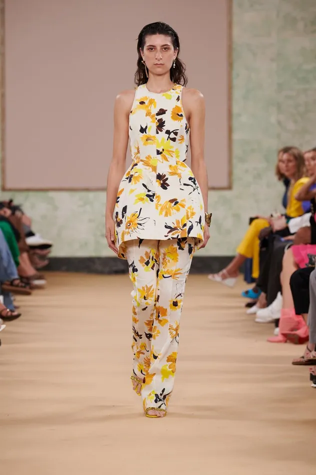 Impressionist Flared Pant Pressed Sunflowers Women Aje Matching Sets Impressionist Flared Pant Pressed Sunflowers Women Aje Matching Sets