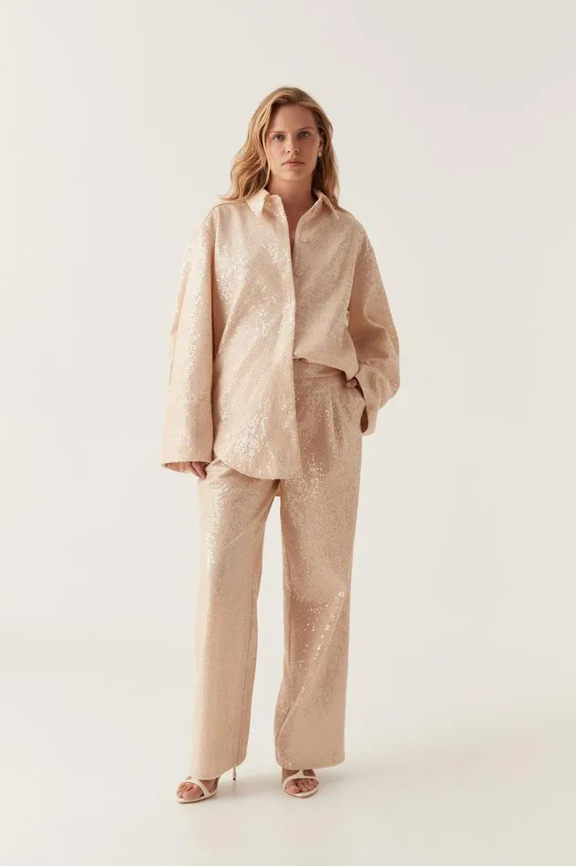 Incandescent Oversized Shirt Sand Brown Women Aje Tops
