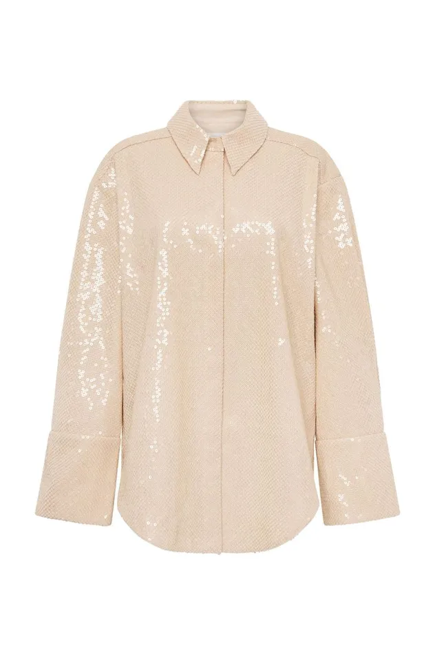Incandescent Oversized Shirt Sand Brown Women Aje Tops Incandescent Oversized Shirt Sand Brown Women Aje Tops