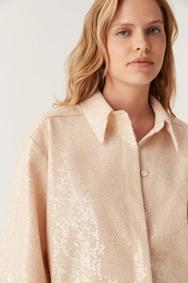 Incandescent Oversized Shirt Sand Brown Women Aje Tops Incandescent Oversized Shirt Sand Brown Women Aje Tops