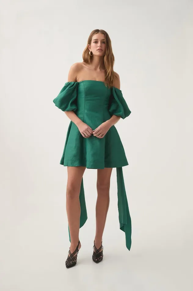 Incarnation Mini Dress Emerald Women Aje Dresses
