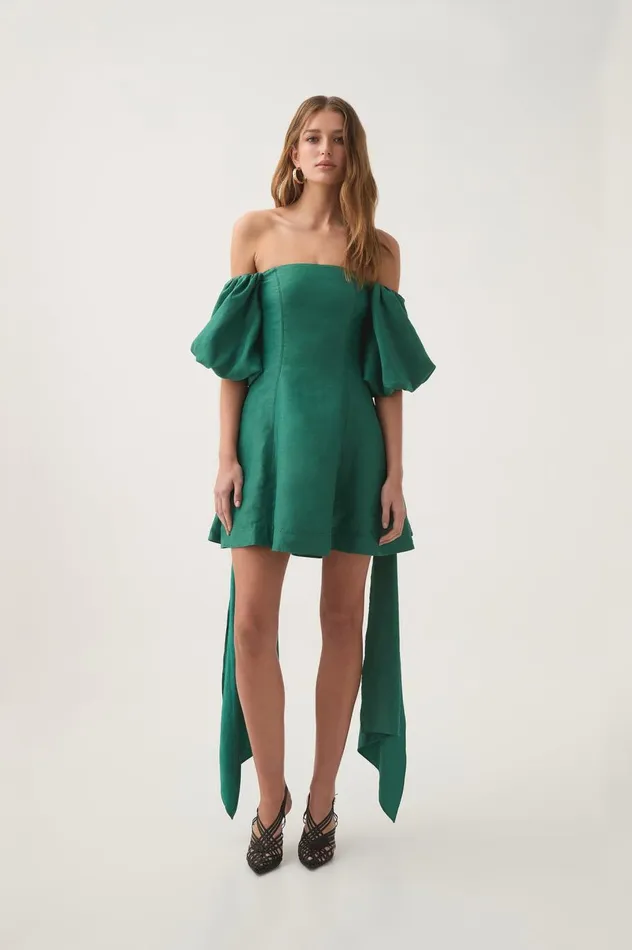 Incarnation Mini Dress Emerald Women Aje Dresses Incarnation Mini Dress Emerald Women Aje Dresses