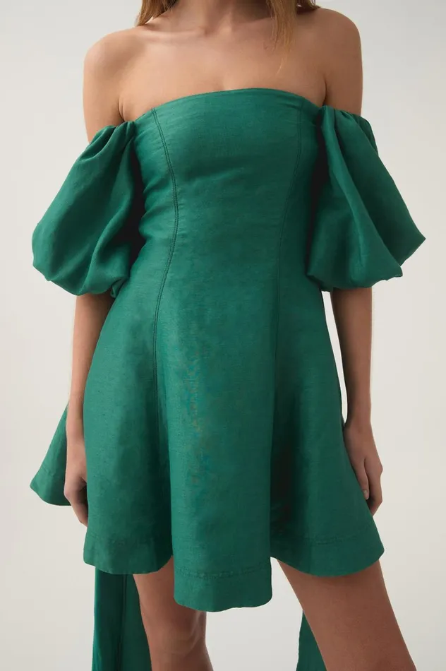 Incarnation Mini Dress Emerald Women Aje Dresses Incarnation Mini Dress Emerald Women Aje Dresses