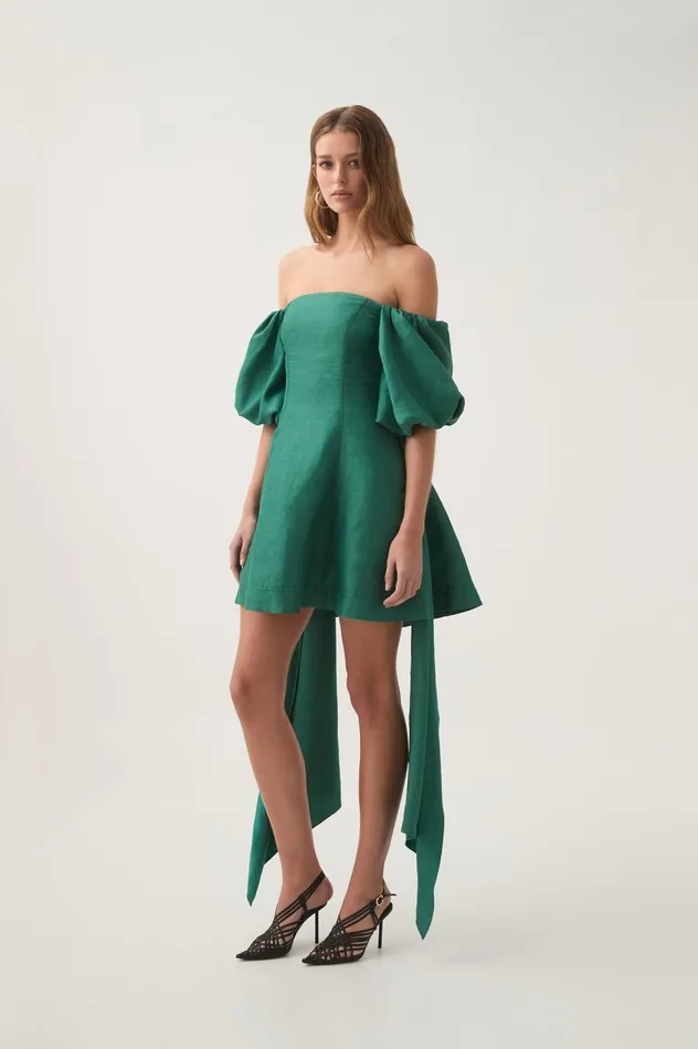 Incarnation Mini Dress Emerald Women Aje Dresses Incarnation Mini Dress Emerald Women Aje Dresses