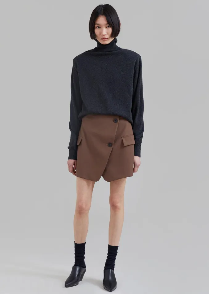 Ines Thin Padded Turtleneck 8211 Charcoal Women The Frankie Shop Clothing