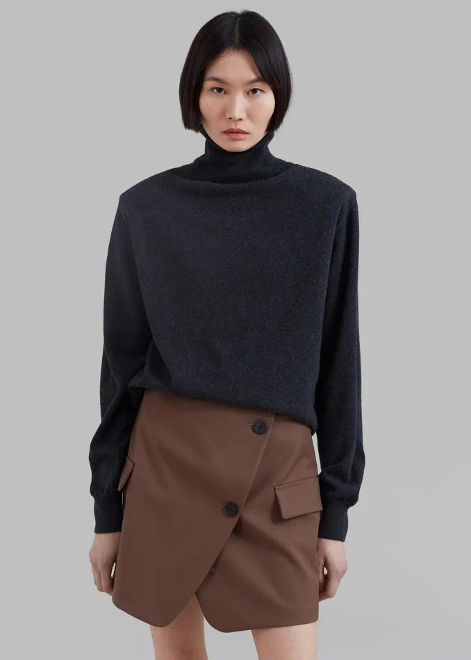 Ines Thin Padded Turtleneck 8211 Charcoal Women The Frankie Shop Clothing