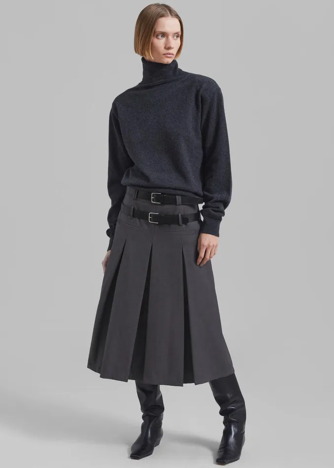 Ines Thin Padded Turtleneck 8211 Charcoal Women The Frankie Shop Clothing