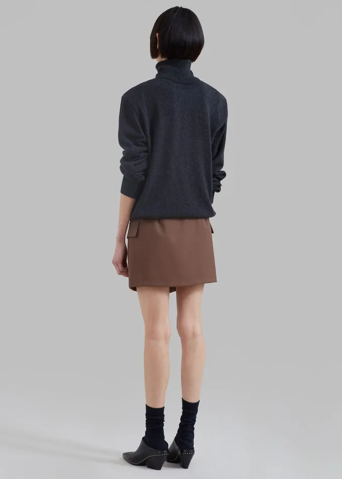 Ines Thin Padded Turtleneck 8211 Charcoal Women The Frankie Shop Clothing