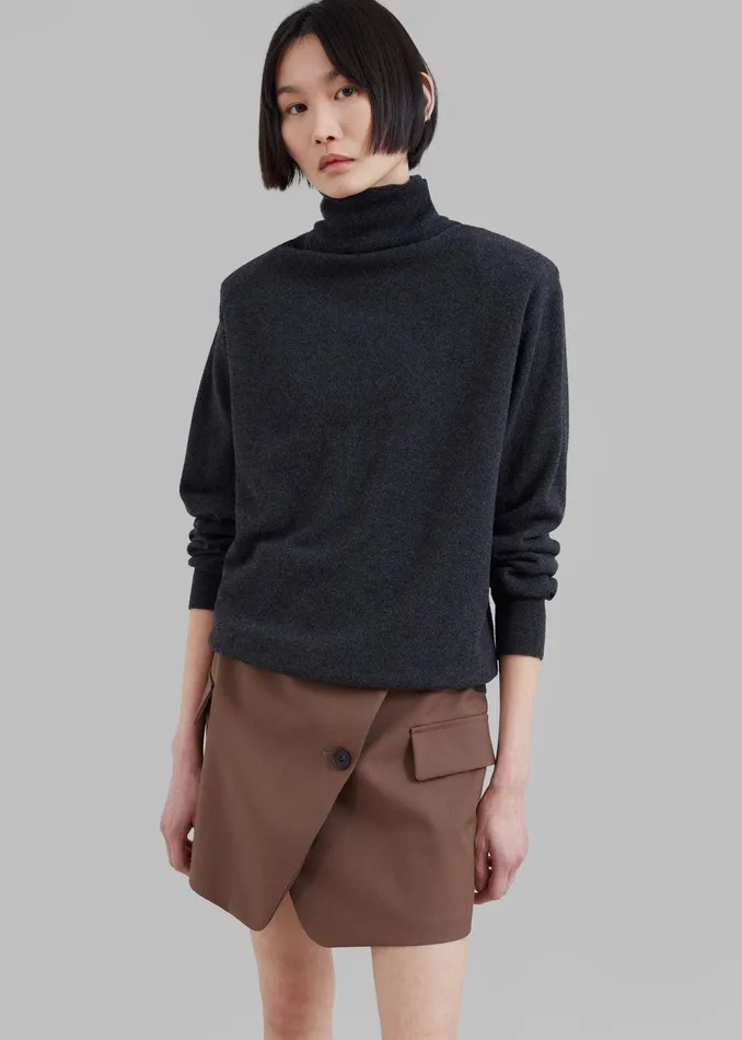 Ines Thin Padded Turtleneck 8211 Charcoal Women The Frankie Shop Clothing