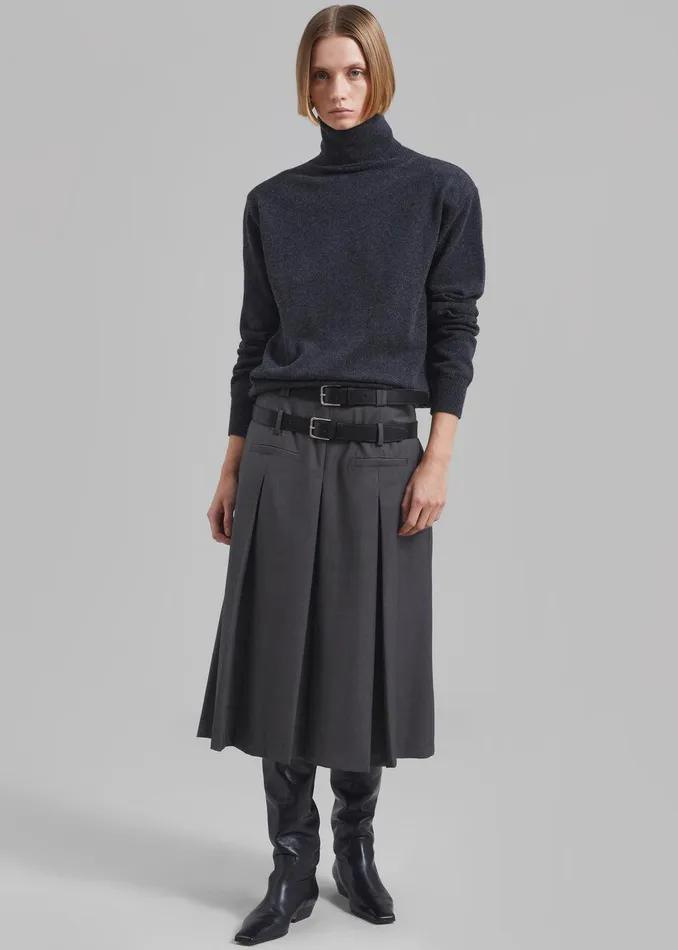Ines Thin Padded Turtleneck 8211 Charcoal Women The Frankie Shop Clothing