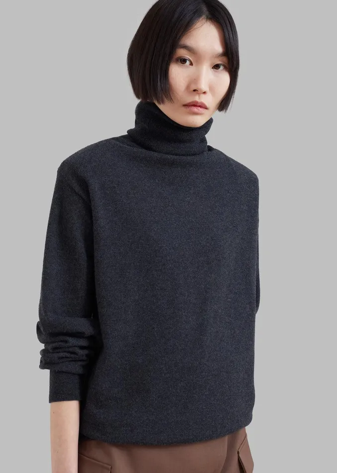 Ines Thin Padded Turtleneck 8211 Charcoal Women The Frankie Shop Clothing