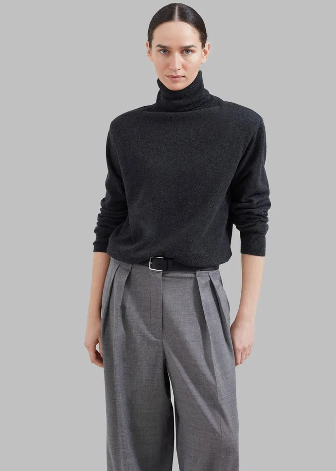 Ines Thin Padded Turtleneck 8211 Charcoal Women The Frankie Shop Clothing