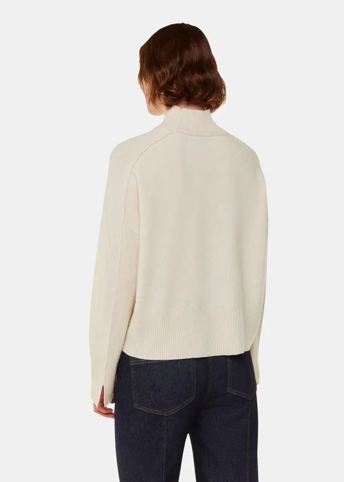 Ivory Cashmere Funnel Neck Women Whistles Knitwear and Cashmere