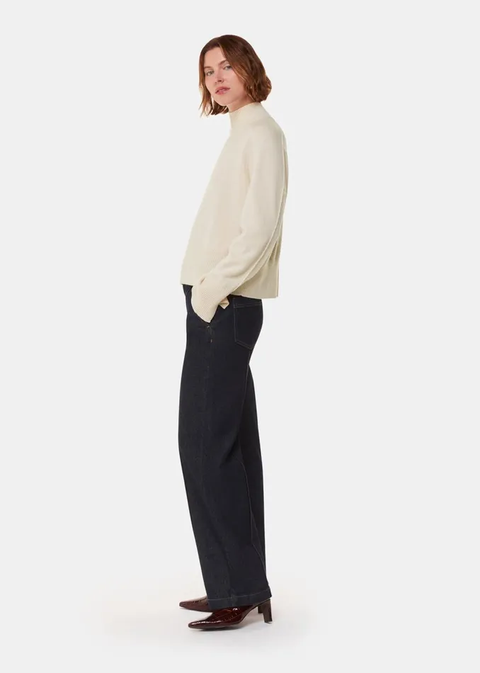 Ivory Cashmere Funnel Neck Women Whistles Knitwear and Cashmere