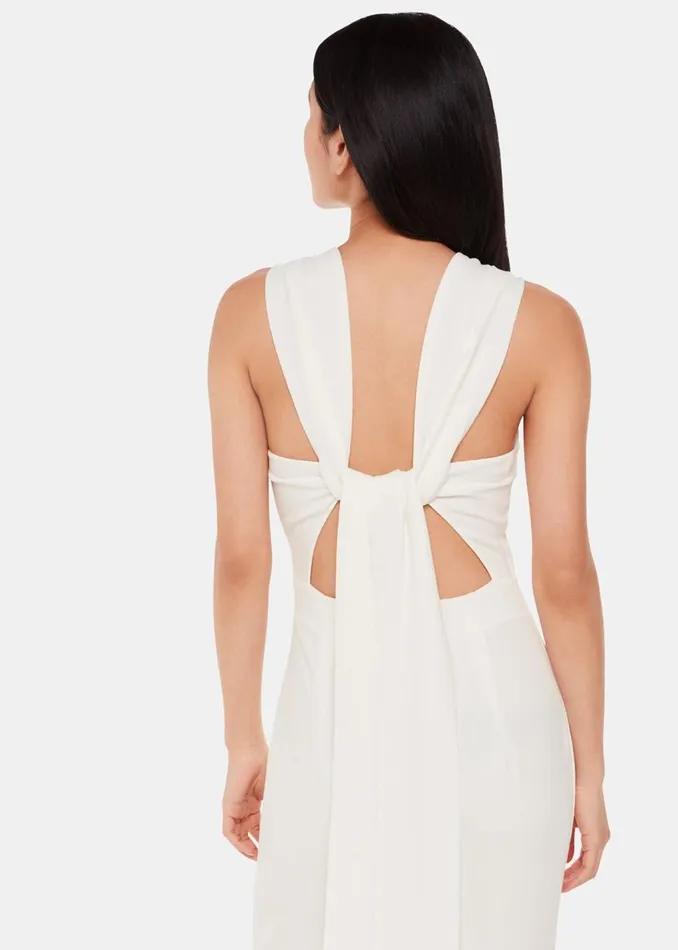Ivory Tie Back Maxi Dress Women Whistles Dresses