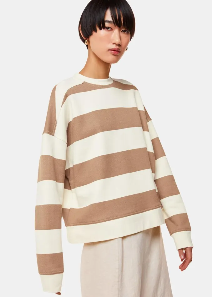 Ivory Wide Stripe Sweat Women Whistles Tops