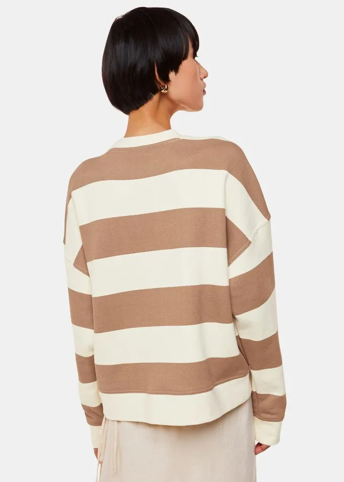 Ivory Wide Stripe Sweat Women Whistles Tops