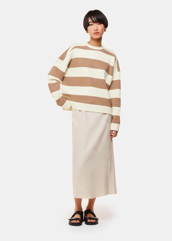 Ivory Wide Stripe Sweat Women Whistles Tops