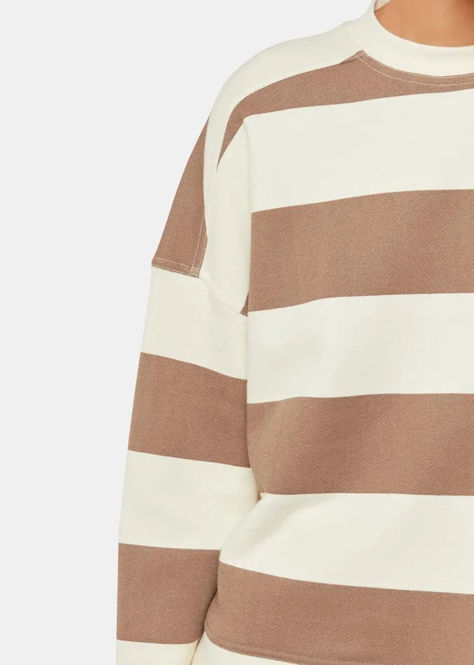 Ivory Wide Stripe Sweat Women Whistles Tops