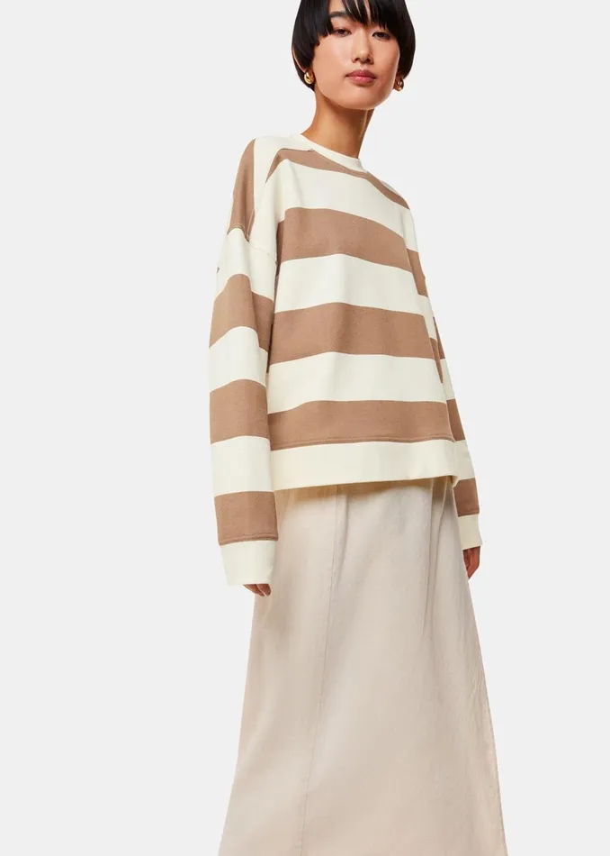 Ivory Wide Stripe Sweat Women Whistles Tops