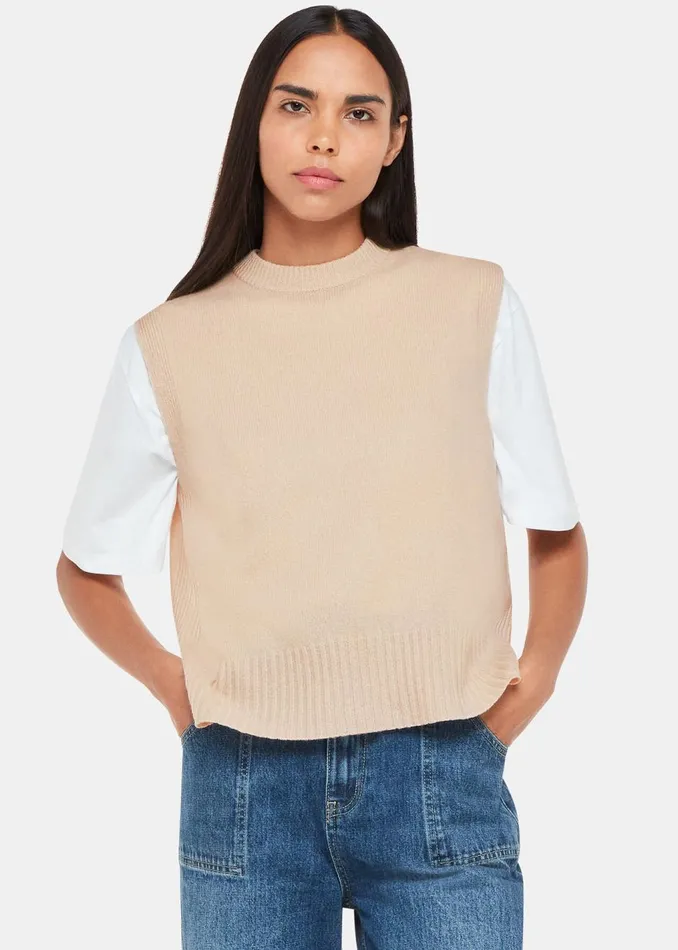 Ivory Wool Sleeveless Sweater Vest Women Whistles Knitwear and Cashmere