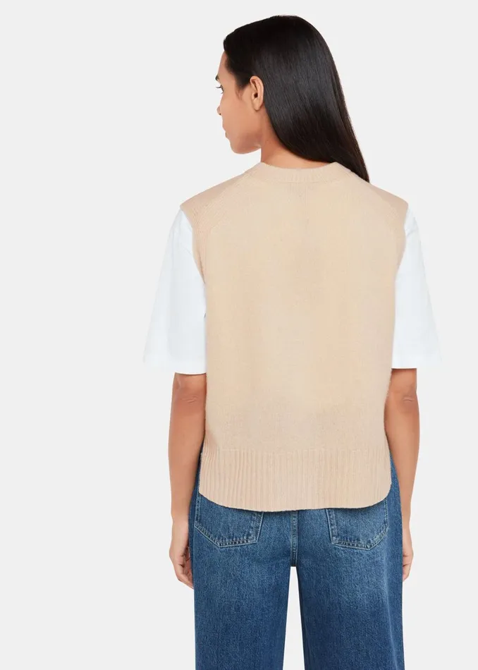 Ivory Wool Sleeveless Sweater Vest Women Whistles Knitwear and Cashmere
