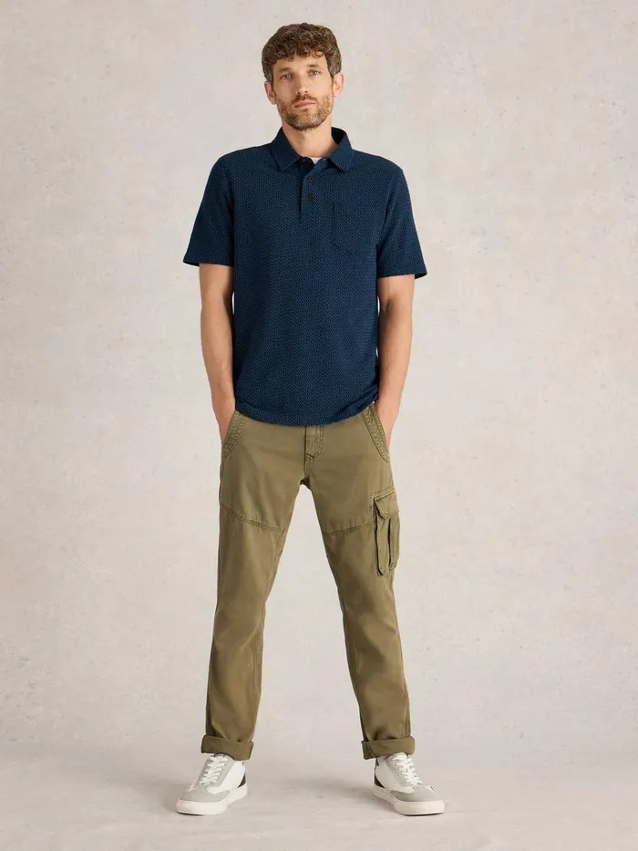 Jacquard Polo Dark Navy Men White Stuff Polo Shirts