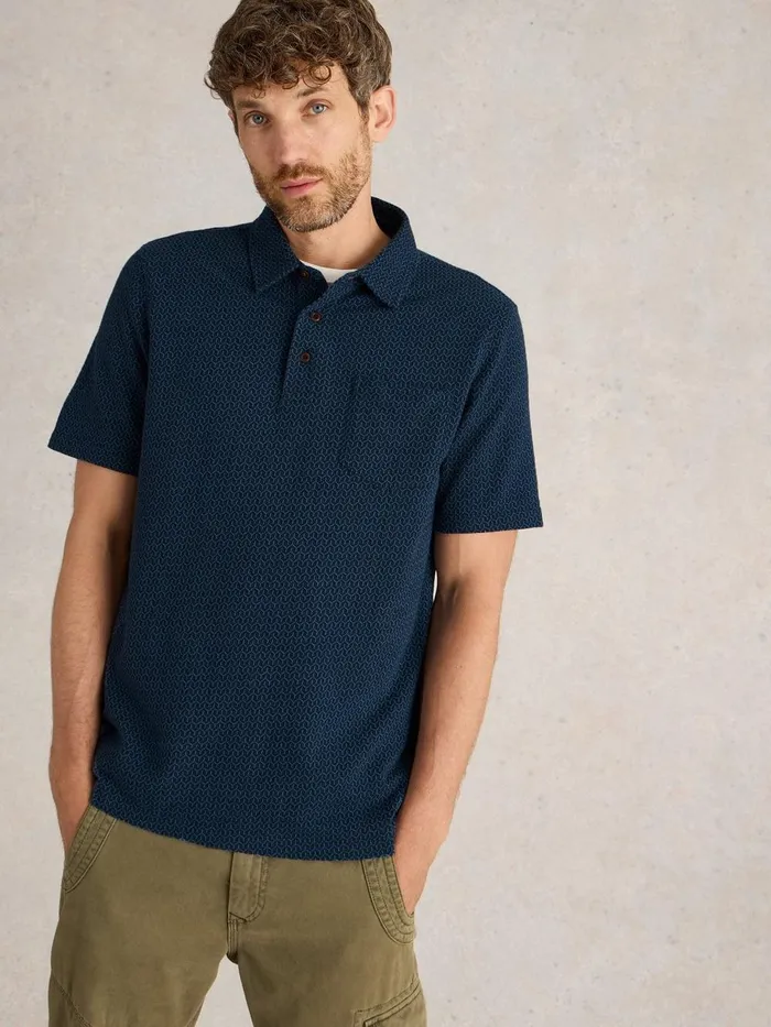 Jacquard Polo Dark Navy Men White Stuff Polo Shirts Jacquard Polo Dark Navy Men White Stuff Polo Shirts