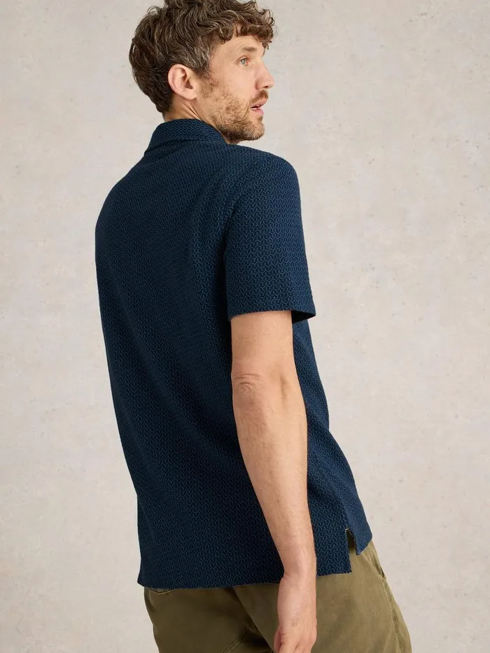 Jacquard Polo Dark Navy Men White Stuff Polo Shirts Jacquard Polo Dark Navy Men White Stuff Polo Shirts