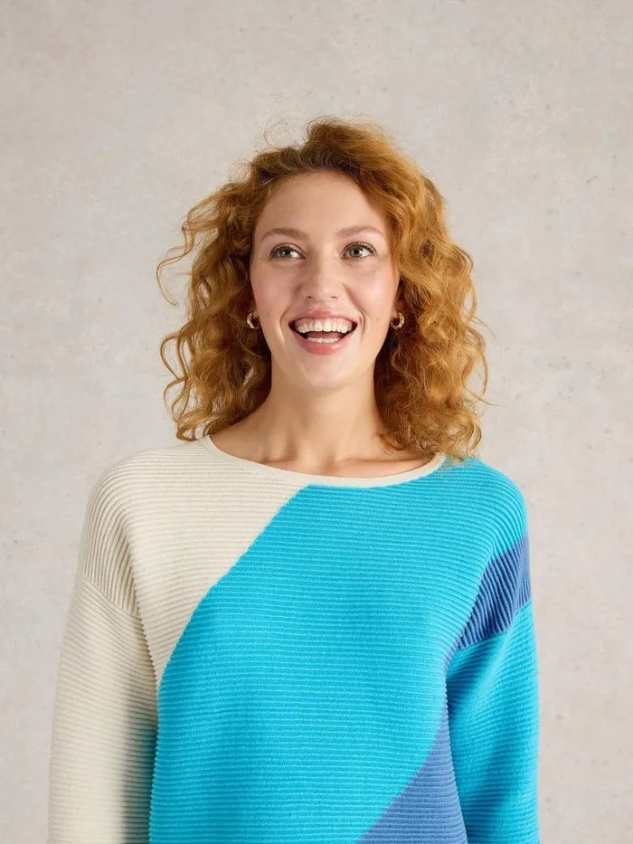 JANA ABSTRACT JUMPER Bright Blue Women White Stuff Knitwear