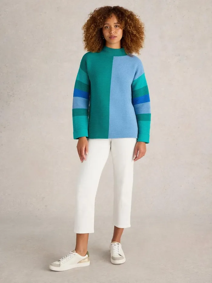 JANA HIGH NECK JUMPER Teal Multi Women White Stuff Knitwear