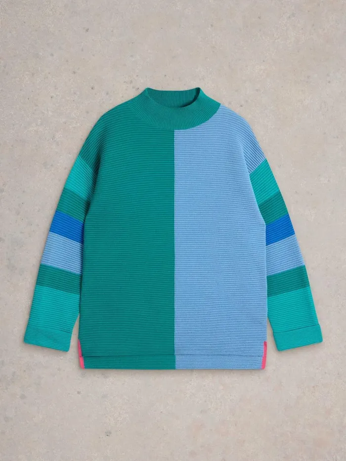 JANA HIGH NECK JUMPER Teal Multi Women White Stuff Knitwear JANA HIGH NECK JUMPER Teal Multi Women White Stuff Knitwear