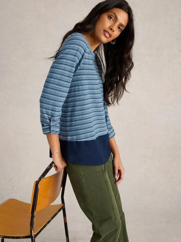 JENNY STRIPE MIX LONGLINE Blue Multi Women White Stuff Shirts and Blouses