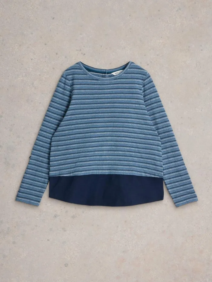 JENNY STRIPE MIX LONGLINE Blue Multi Women White Stuff Shirts and Blouses JENNY STRIPE MIX LONGLINE Blue Multi Women White Stuff Shirts and Blouses