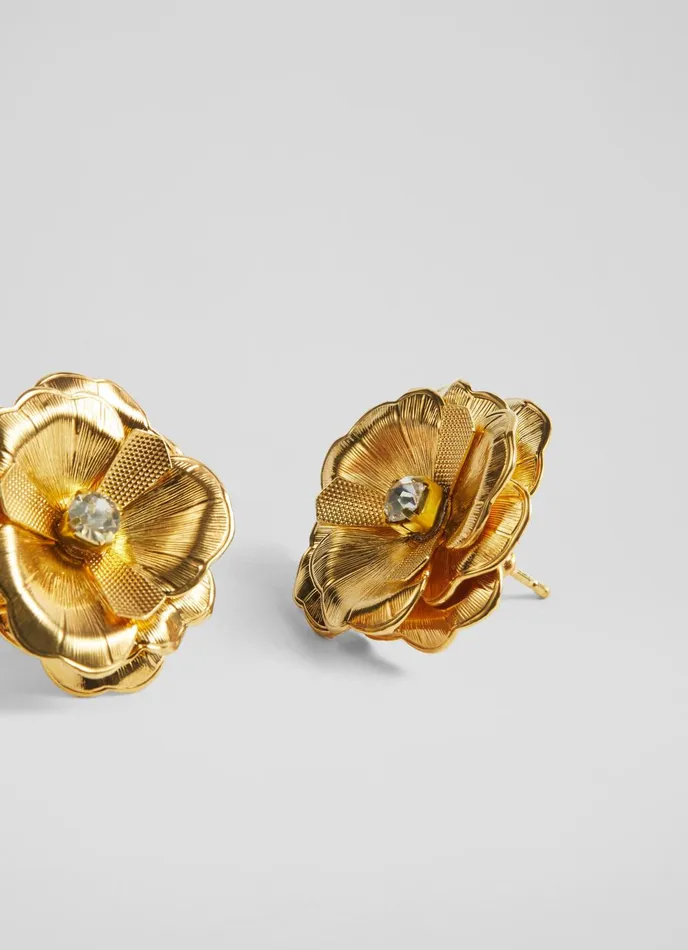 Jewellery Women LKBennett Rose Crystal And Gold Flower Earrings Jewellery Women LKBennett Rose Crystal And Gold Flower Earrings